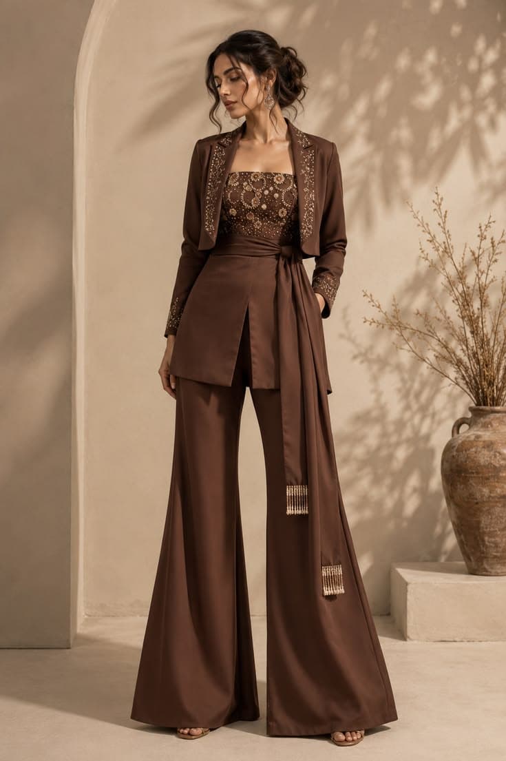 Ivory women's tailored western suit for formal rental